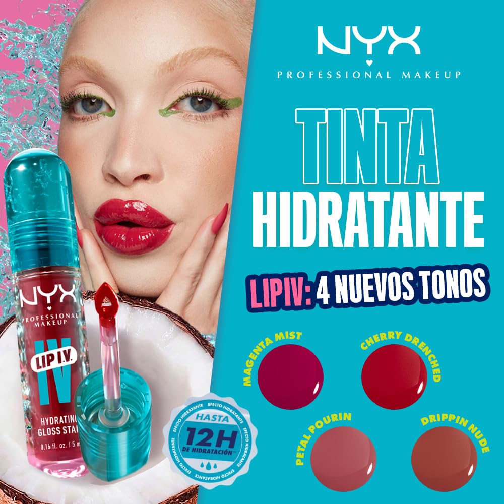 NYX Professional Makeup, Lip IV Tinta para Labios Hidratante con Efecto Gloss- Tono Mauve N Moist (Rojo Vino)