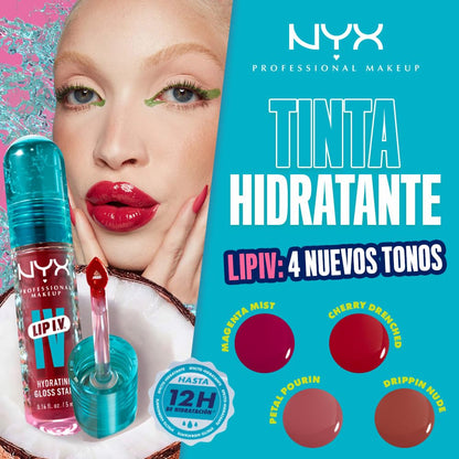 NYX Professional Makeup, Lip IV Tinta para Labios Hidratante con Efecto Gloss- Tono Mauve N Moist (Rojo Vino)