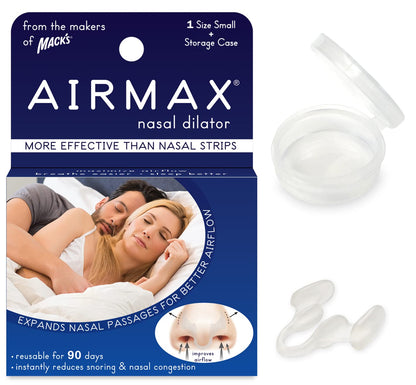 AIRMAX Nasal Dilator for Better Sleep - Natural, Comfortable, Anti Snoring Device, Snoring Solution for Maximum Airflow and Easier Breathing (Small – Clear)