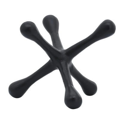 Sagebrook Home Escultura Abstracta de Metal Jacks para decoración de habitación, recámara u Oficina, Aluminio, Negro, 8 cm de Largo x 9 cm de Ancho x 5 cm de Alto