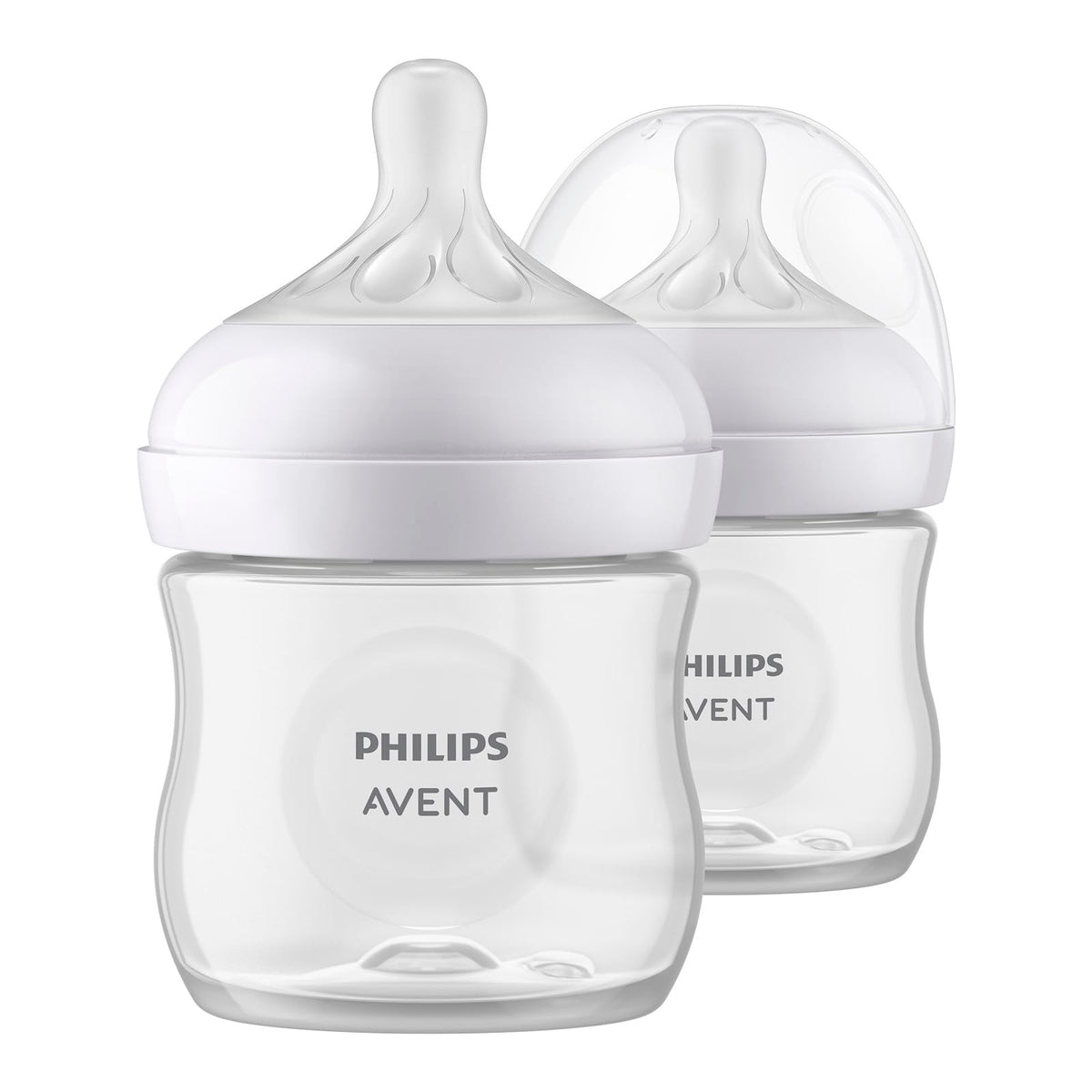 Philips Avent Biberón Natural Response 4 oz Traslúcido | Combina pecho y biberón fácilmente | Apoya el ritmo de alimentación de cada bebé | Flujo 2 - Lento | 2 pz | SCY900/02