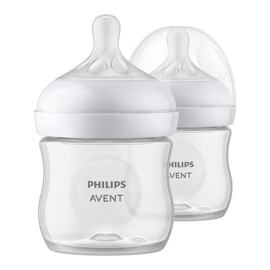 Philips Avent Biberón Natural Response 4 oz Traslúcido | Combina pecho y biberón fácilmente | Apoya el ritmo de alimentación de cada bebé | Flujo 2 - Lento | 2 pz | SCY900/02