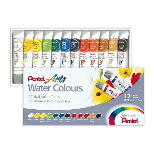 Pentel Arts Acuarelas, Colores Vívidos, Estuche con 12 Piezas, WFRS-12