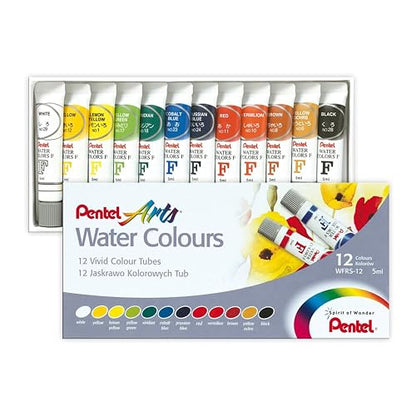 Pentel Arts Acuarelas, Colores Vívidos, Estuche con 12 Piezas, WFRS-12