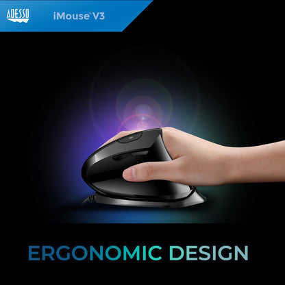 Adesso Imouse V3-TAA - Mouse ergonómico Vertical Ajustable con ángulo de muñeca (Compatible con TAA)