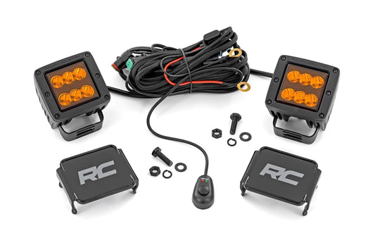 Rough Country Módulos de Luz LED de 2 Pulgadas con Lente Ámbar, 60 W, 4800 LM, Haz de Enfoque, Par 70903A