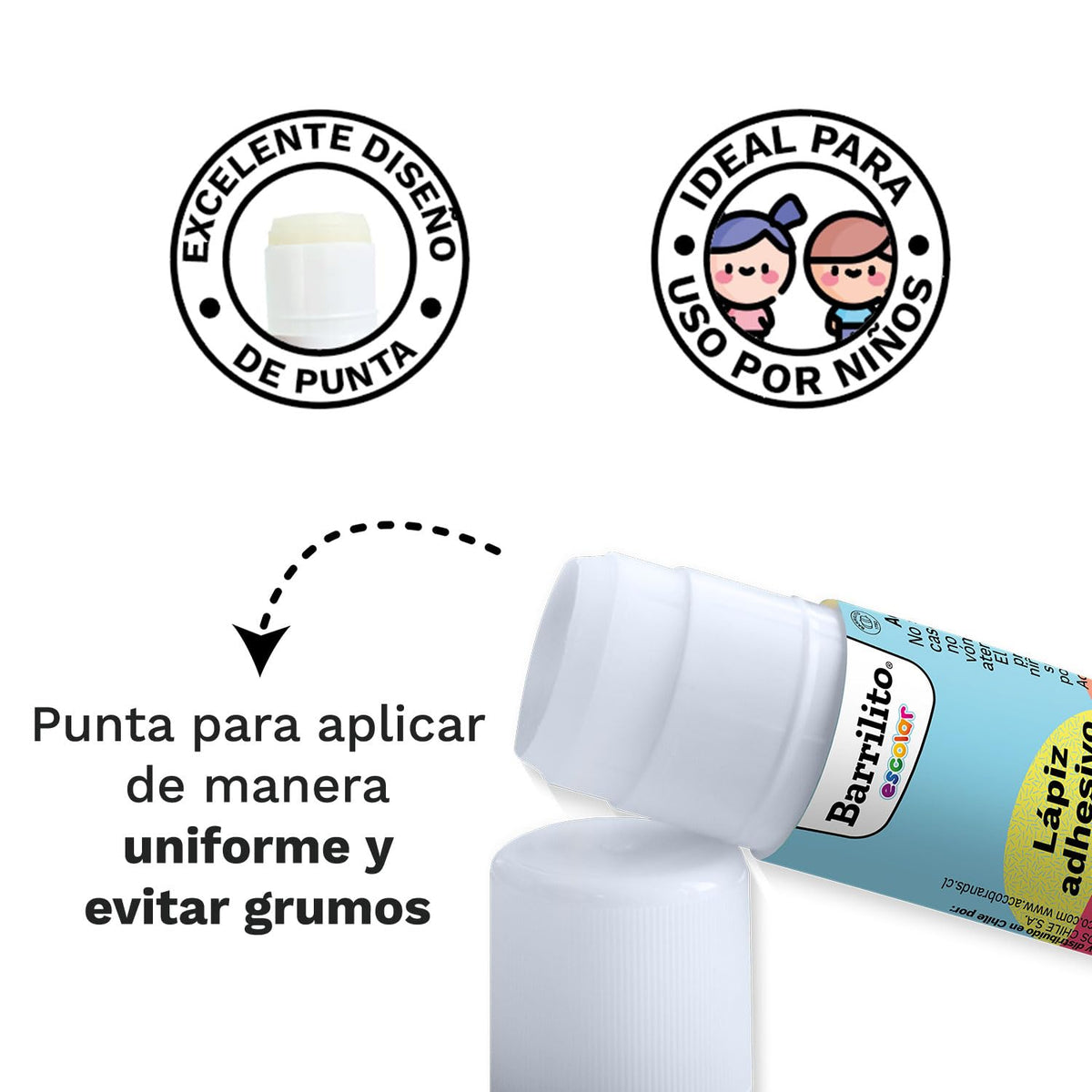 Barrilito Lápiz Adhesivo de 9 Gramos, Caja con 24 Piezas