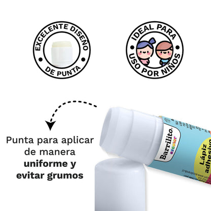 Barrilito Lápiz Adhesivo de 9 Gramos, Caja con 24 Piezas