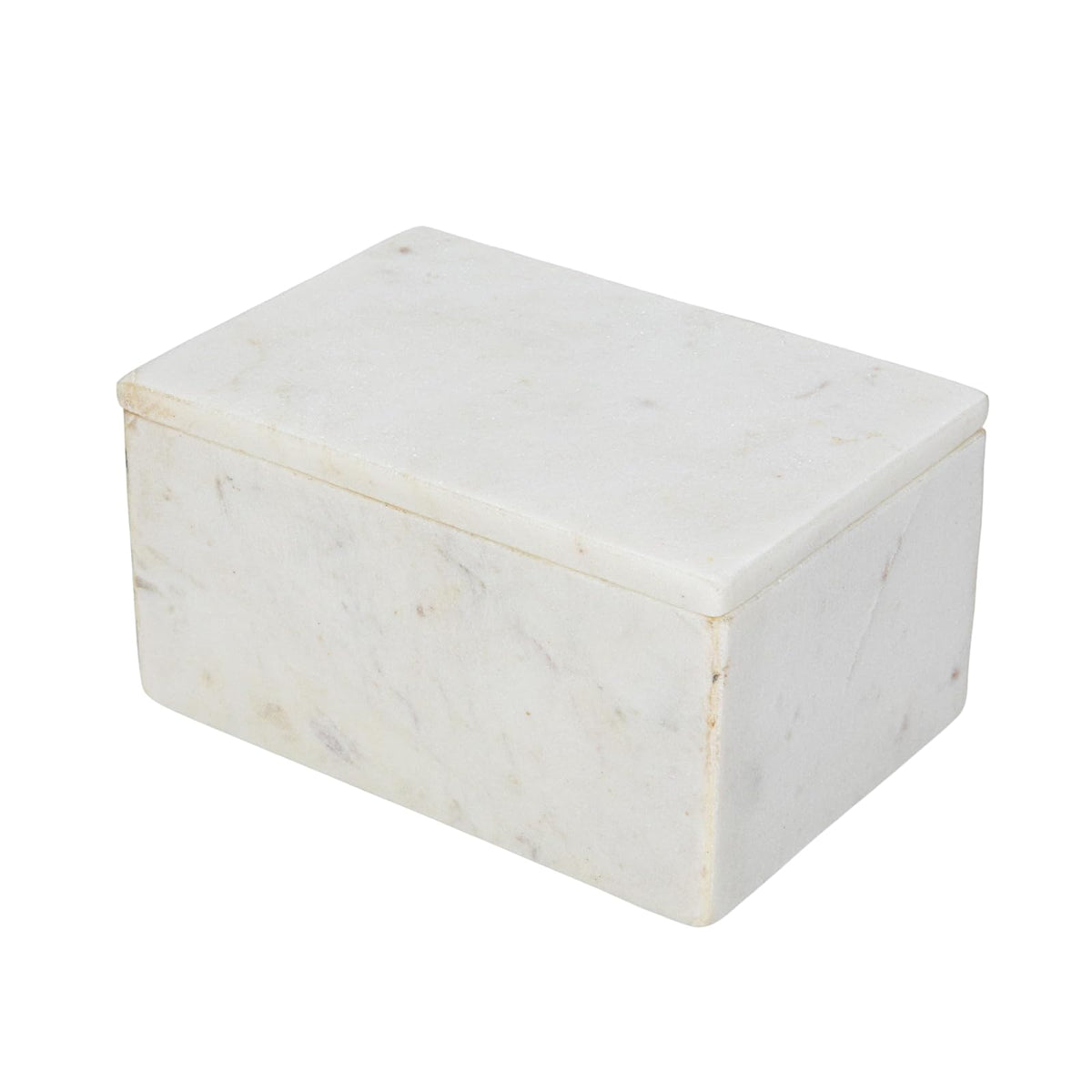 Bloomingville - Caja de almacenamiento de mármol con tapa, color blanco