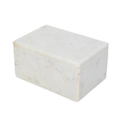 Bloomingville - Caja de almacenamiento de mármol con tapa, color blanco