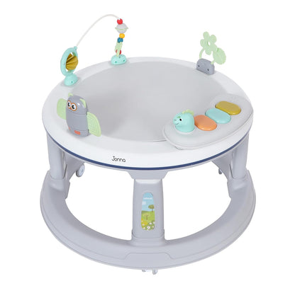 Infanti | Andadera JONNA 4 en 1 con Asiento Giratorio 360° | Se Transforma en Centro de Entretenimiento y Mesita Interactiva | Andador con Juguetes y Sonidos | Altura Ajustable | Color Gris