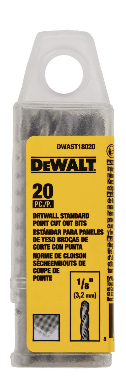 DEWALT DWAST18020 - Broca de corte estándar para pared seca de 1/8 pulgadas, paquete de 20