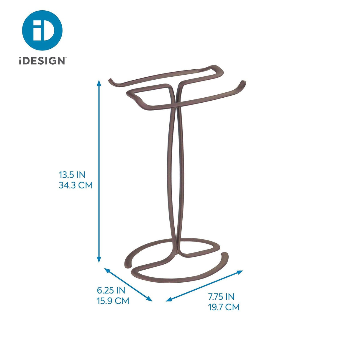 InterDesign Axis Toallero de pie, portatoallas pequeño de Metal para Lavabo, Bronce