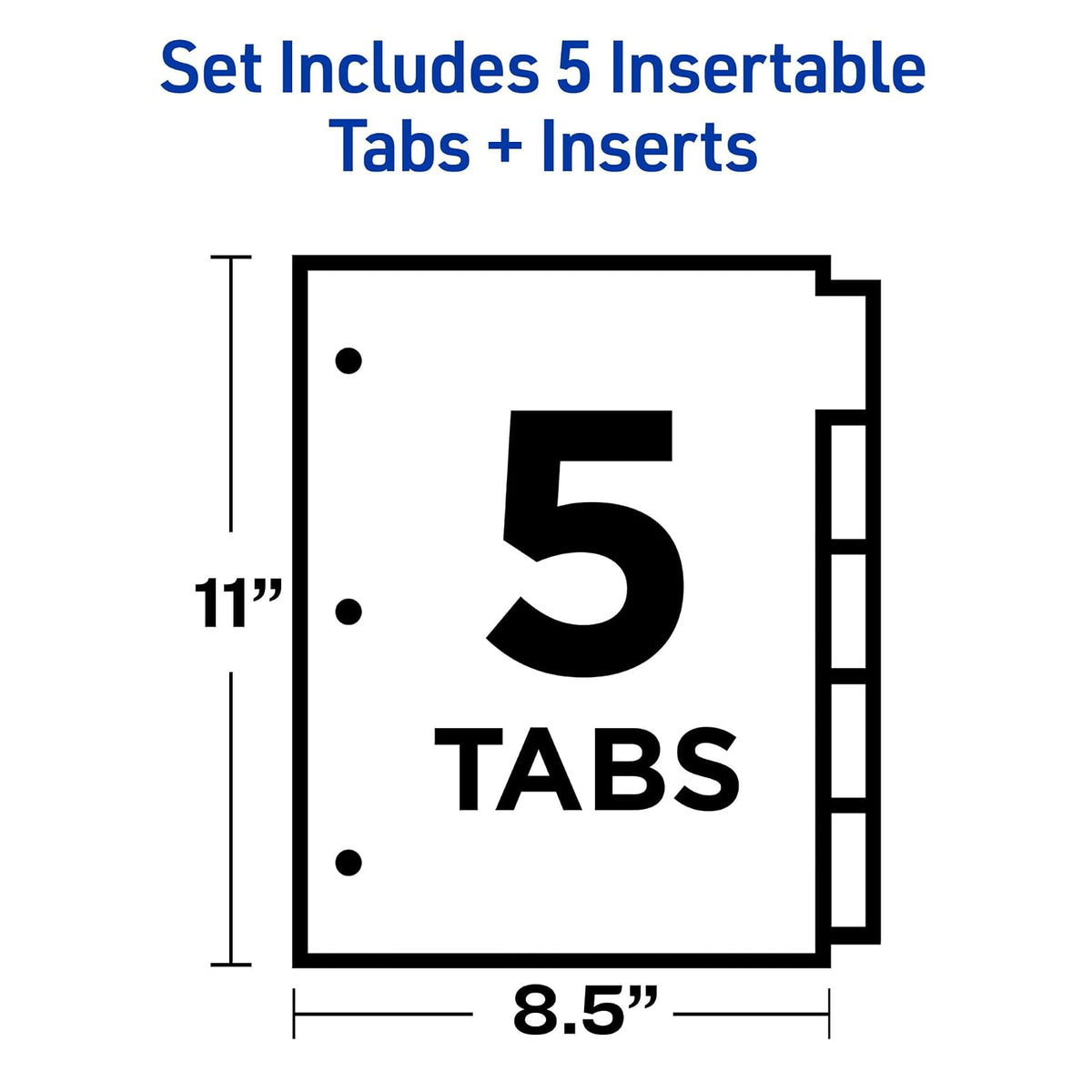 Avery - Divisores insertables para carpetas de 3 anillos, juegos de 5 pestañas, pestañas grandes transparentes, papel pulido con agujeros reforzados dorados, 48 juegos en total, ideal para organizar