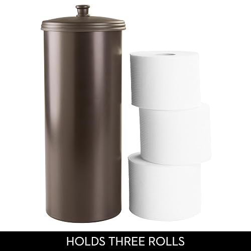 InterDesign Kent Portarrollos con tapa, compacto porta rollos de papel higiénico de pie para el baño fabricado en plástico, bronce