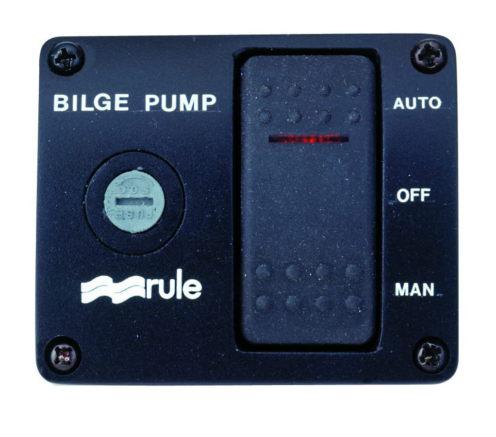 Rule 43 Marine Deluxe - Interruptor de panel de plástico (12 voltios), negro, 2-7/8 pulgadas de ancho x 2-3/8 pulgadas de alto