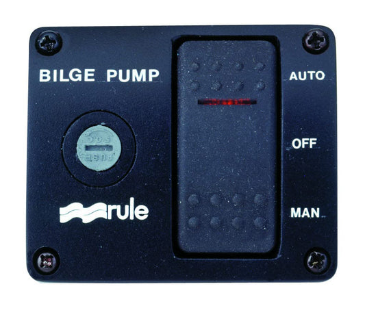 Rule 43 Marine Deluxe - Interruptor de panel de plástico (12 voltios), negro, 2-7/8 pulgadas de ancho x 2-3/8 pulgadas de alto