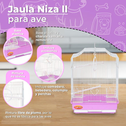 Redkite Jaula Niza II para Ave 35 x 28 x 46 cm con Ruedas y Base Plástica