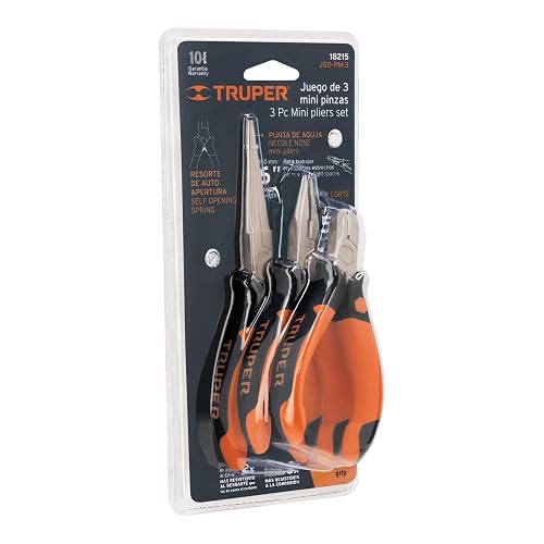 Truper JGO-PM-3, Juego de 3 mini pinzas, comfort grip
