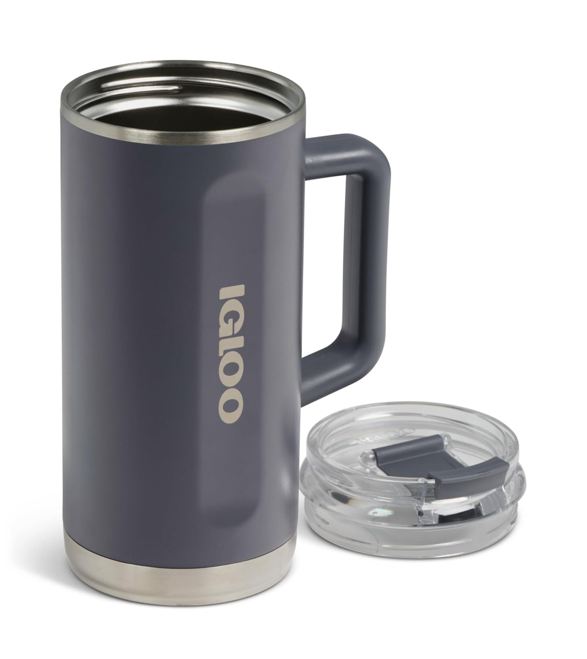 Igloo, vaso de 38 onzas con asa, taza de viaje reutilizable, taza de hidratación aislada de acero inoxidable para bebidas calientes y frías, carbonita