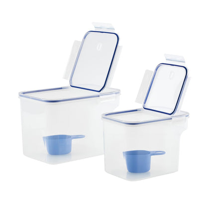 LocknLock Easy Essentials - Juego de contenedores y cubos de almacenamiento de alimentos, sin BPA, apto para lavaplatos, 4 piezas, transparente