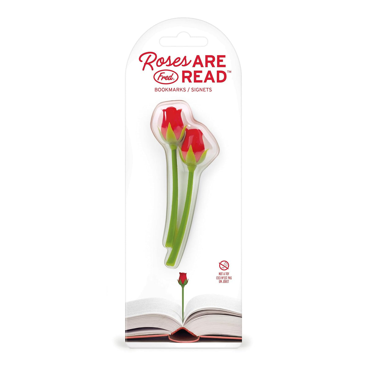 Fred Roses are Read Flower - Juego de 2 marcadores de página de rosa, silicona suave y flexible, ideal para novelas románticas, amantes de los libros y día de San Valentín