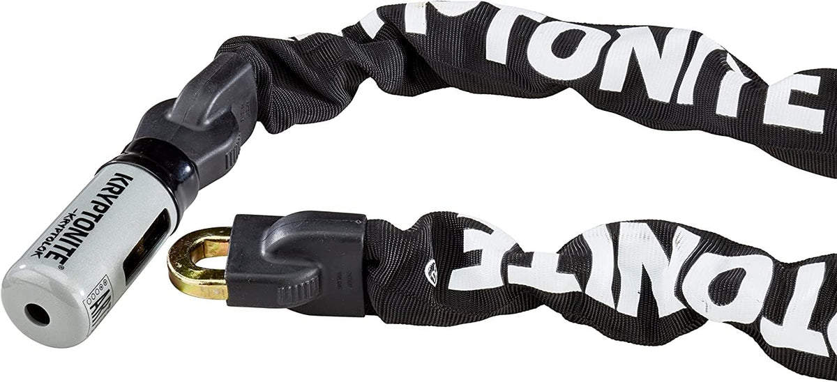 Kryptonite Kryptolok 912 - Candado de cadena para bicicleta, 4 pies de largo, cadena de acero de 9 mm, resistente antirrobo, vendido, seguro de cadena de bicicleta dorado con llaves para bicicleta,