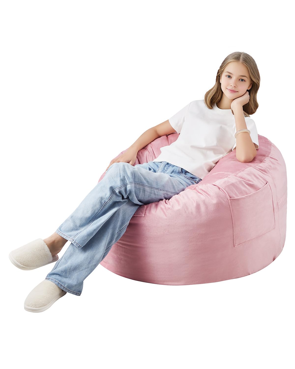 VEVOR - Puf Redondo de 3 pies con Funda extraíble y Lavable, Relleno de Espuma viscoelástica 25D con Terciopelo holandés Suave y Suave, puf para recámara o Sala de Juegos, Color Rosa