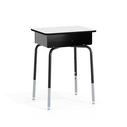 Flash Furniture Billie - computadora Abierto para Estudiantes para aulas o Aprendizaje Remoto, computadora Escolar Ajustable en Altura con Caja de Libros de Metal, Gris/Negro