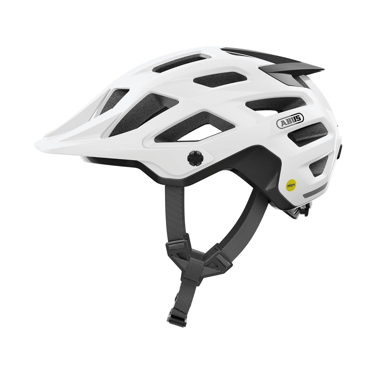 ABUS Casco MTB Moventor 2.0 MIPS - Casco de Ciclismo con protección contra Impactos para Uso Off-Road - Casco All-Mountain, Unisex - Blanco Brillante, Talla L, L (57-61 cm)