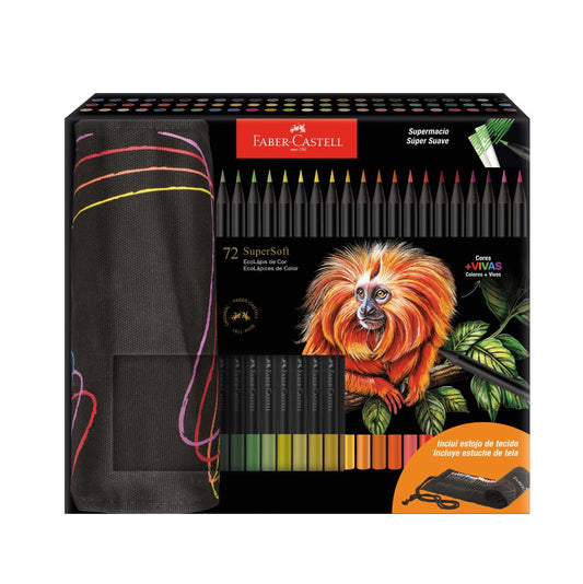 Lapices de Colores Faber-castell Supersoft con Estuche de Tela Enrollable Caja con 72 Colores