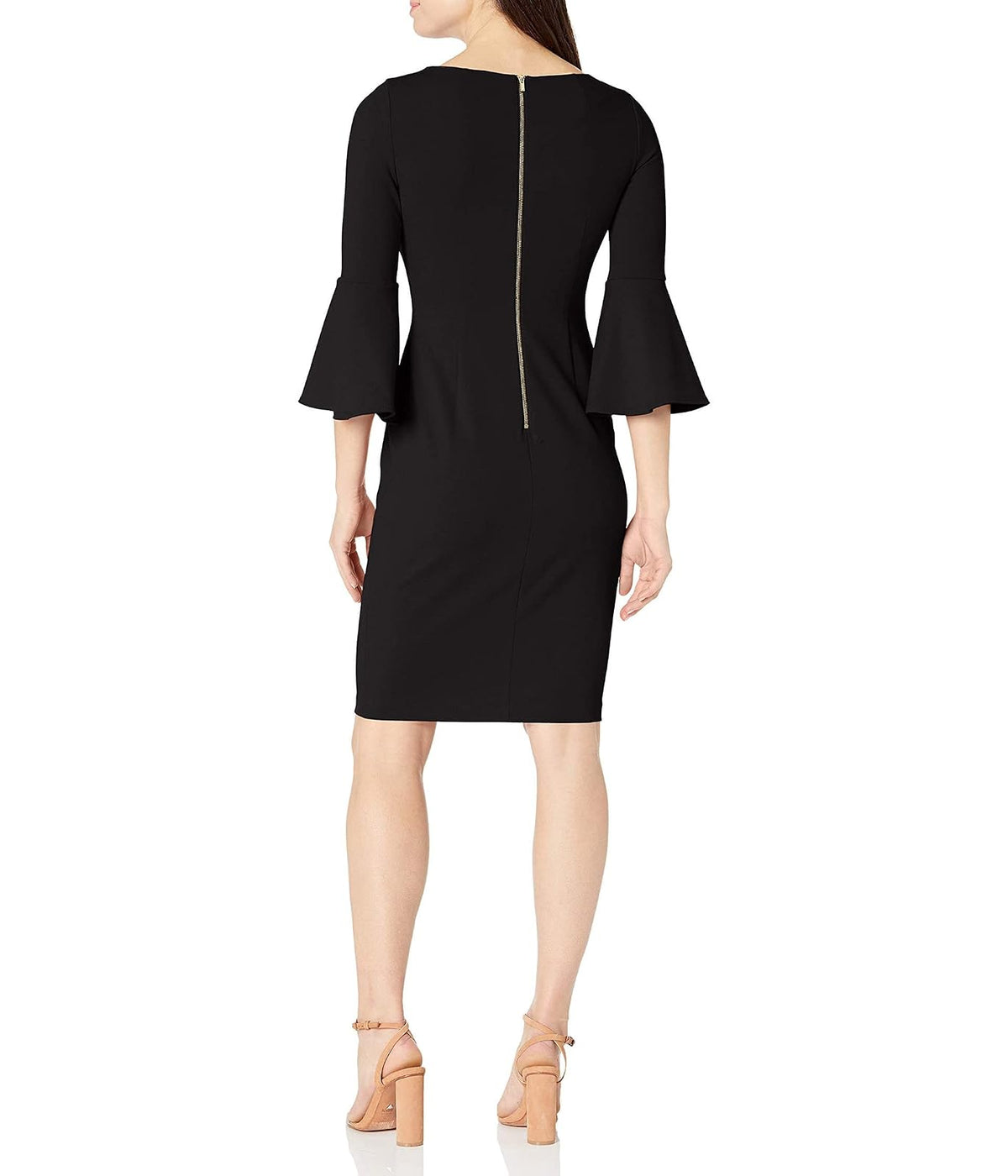 Calvin Klein Vestido de Manga 3/4 Peplum Vestido para Mujer