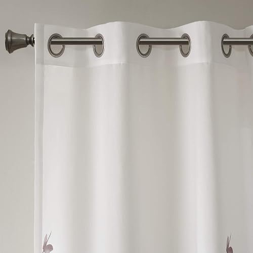 Madison Park - Cortina De Ventana Semitransparente Cecily De Un Solo Panel Con Estampado Botánico Desgastado, Fácil De Colgar, Se Adapta A Barras De Hasta 1.25 Pulgadas De Diámetro