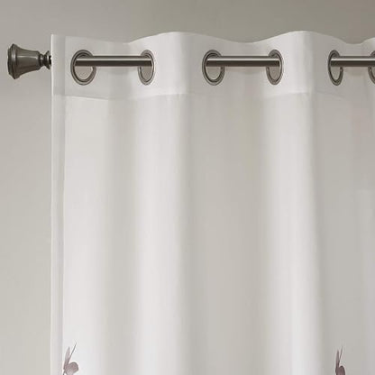 Madison Park - Cortina De Ventana Semitransparente Cecily De Un Solo Panel Con Estampado Botánico Desgastado, Fácil De Colgar, Se Adapta A Barras De Hasta 1.25 Pulgadas De Diámetro