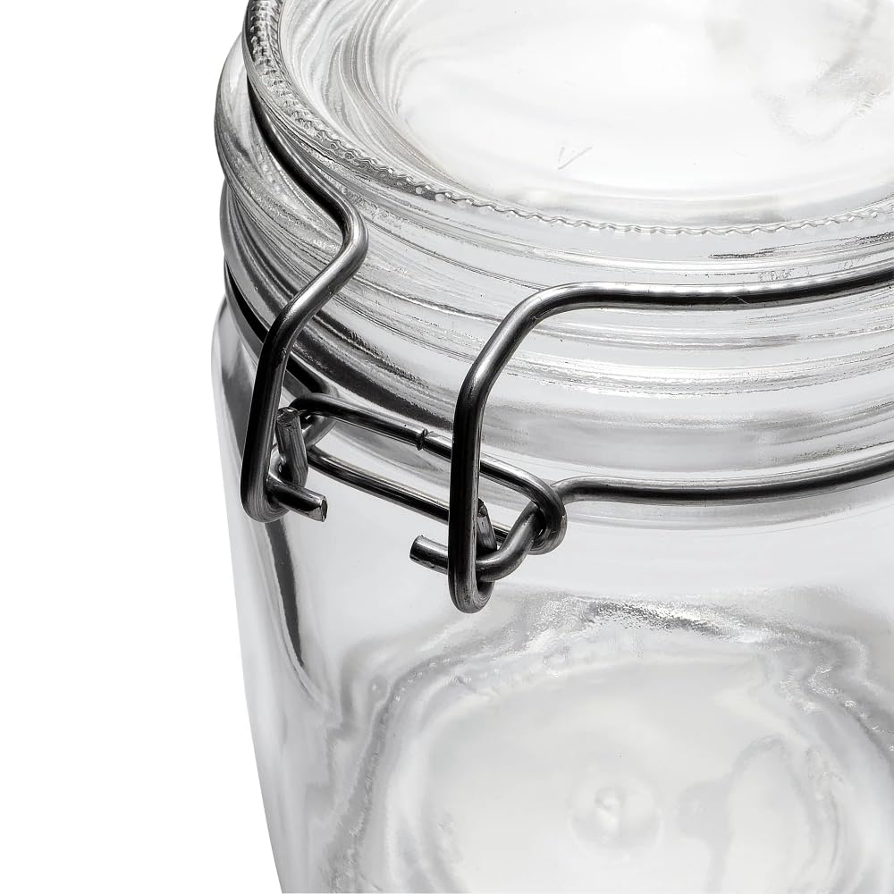 Borgonovo Primizie - Contenedor De Vidrio De 4250 Ml. Cristalería Italiana con Tapa Hermética Recipiente de Almacenamiento Alimentos Para Especias