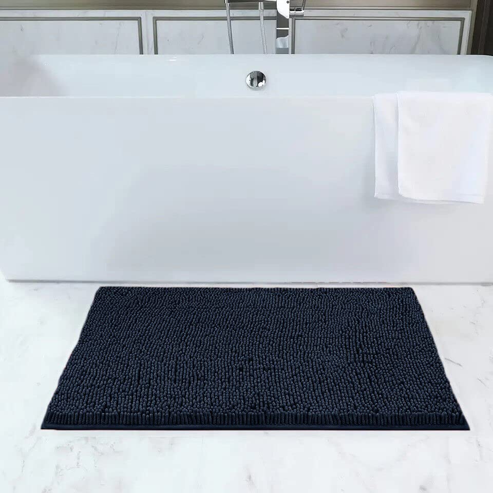 Home Must Haves Alfombra de baño de felpilla Suave y acogedora de Color Azul Marino, Altamente Absorbente, Antideslizante