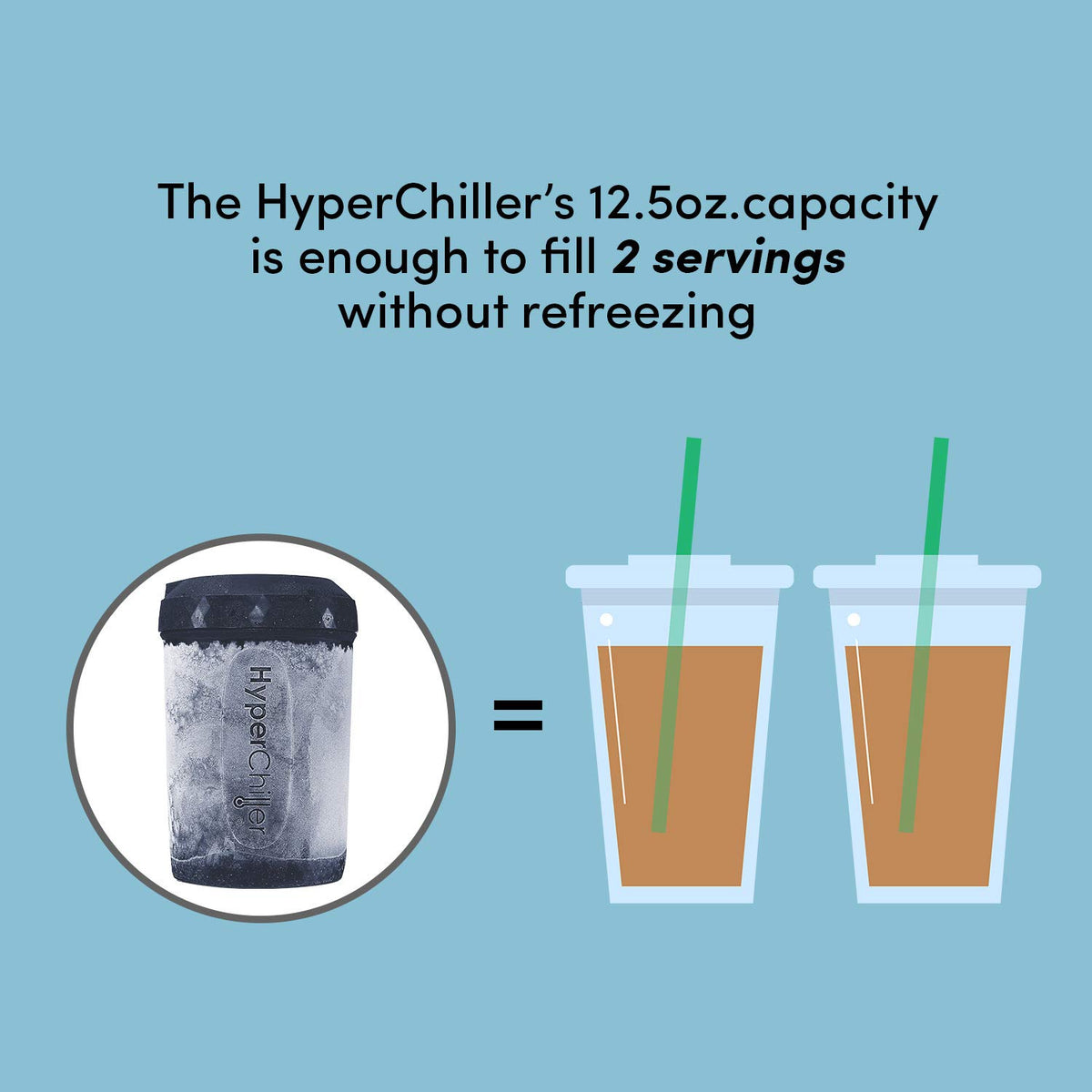 HyperChiller HC2BG Patented Instant Coffee/Beverage Cooler, Ready in One Minute, Reusable for Iced Tea, Wine, Spirits, Alcohol, Juice (12.5Oz, Slate Blue)