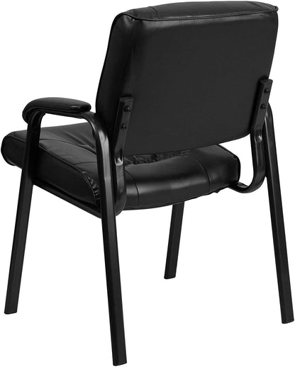 Flash Furniture Haeger LeatherSoft - Silla de recepción ejecutiva con reposabrazos Acolchados, Silla Lateral tapizada para Sala de Estar u Oficina, Color Negro