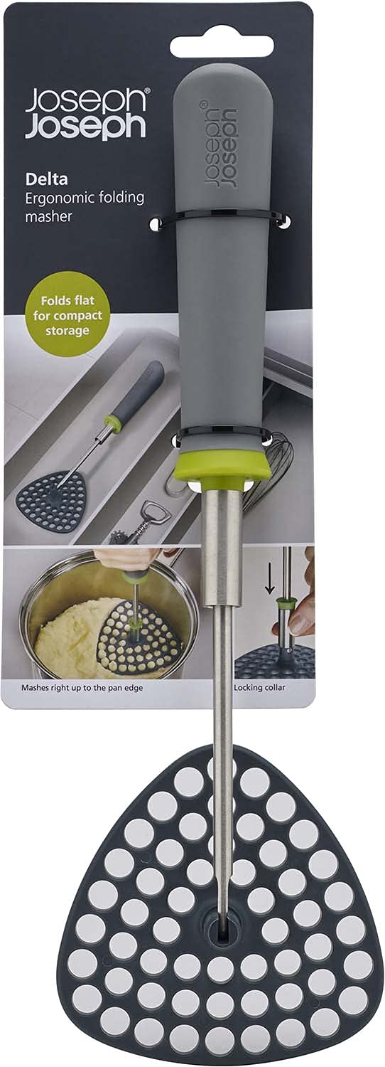 Joseph Joseph 10161 Delta Folding Potato Masher Stores Flat Space Saving Locking One-Size Gray/Green