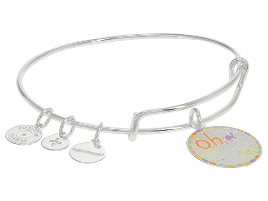 Alex and Ani Dr. Seuss™, Oh The Places You Go - Pulsera expandible, acabado plateado brillante, dije multicolor, Una talla, Latón, No es una piedra preciosa