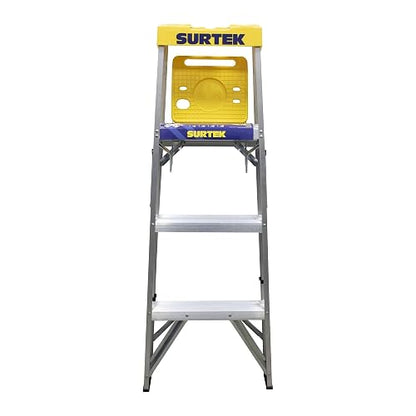 Surtek ET3 Escalera de Aluminio Tipo Tijera, 3 Peldaños, 1.21 m