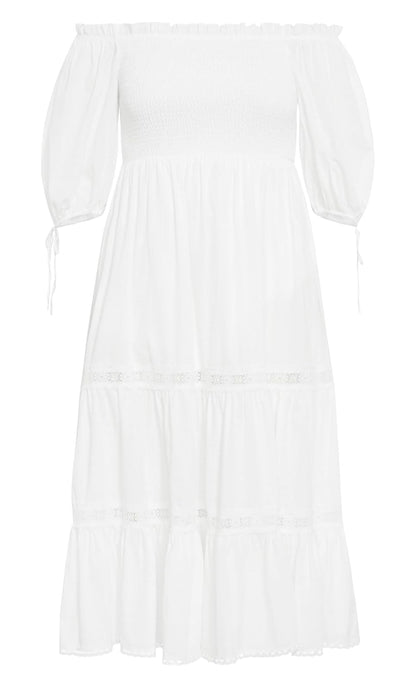 City Chic Vestido de Talla Grande con diseño de Amor Fruncido en Marfil
