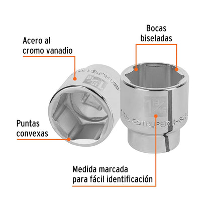 Truper D-3458-H, Dado de 6 puntas, cuadro 3/4" de 1-13/16"