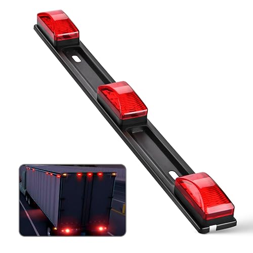 Nilight Barra de Identificación Roja de 9 LED, Soporte de Acero Inoxidable Negro, para Camión/Remolque, TL-11