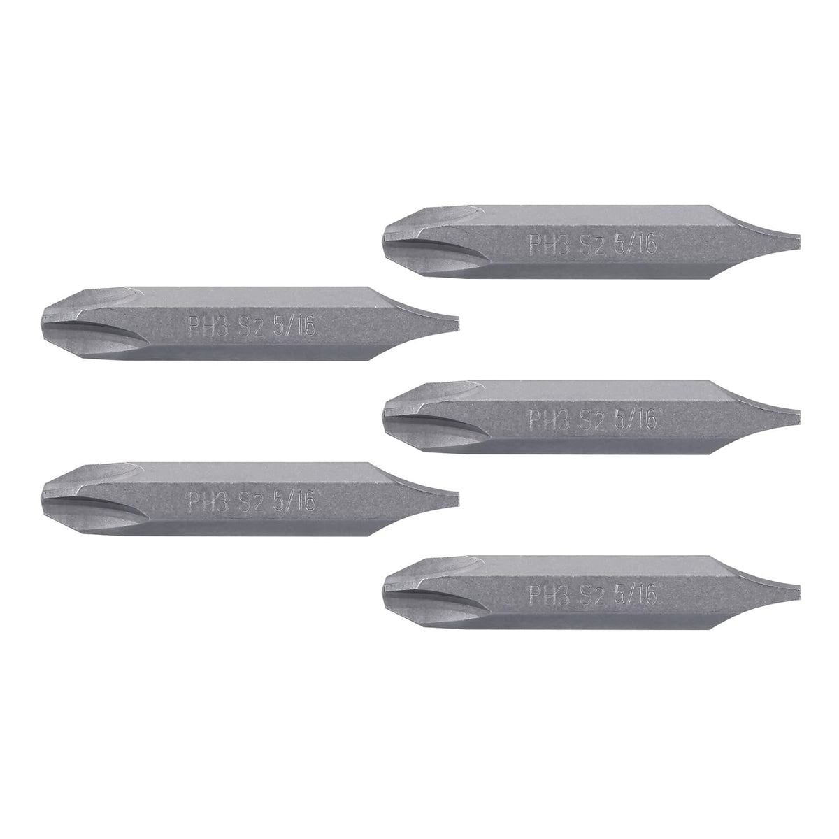 Truper Expert PUDE-4203, Estuche con 5 puntas dobles PH3 y 5/16" largo 2" resistentes al desgaste