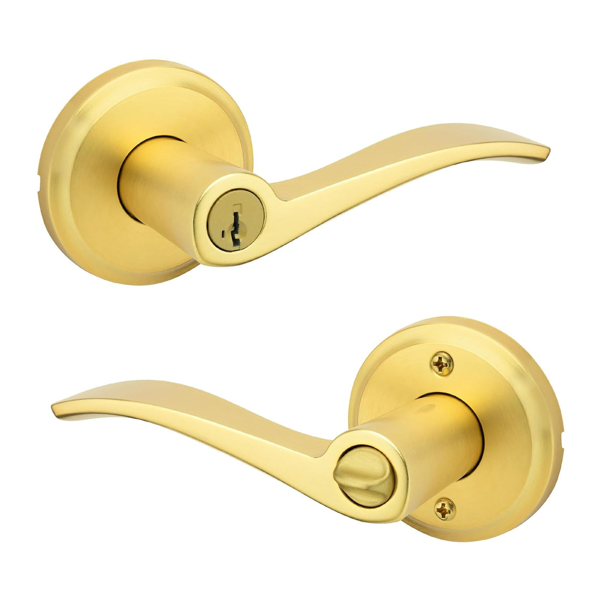 Kwikset Sedona Manija de Entrada con Cerradura y Llave - Entry - latón satinado