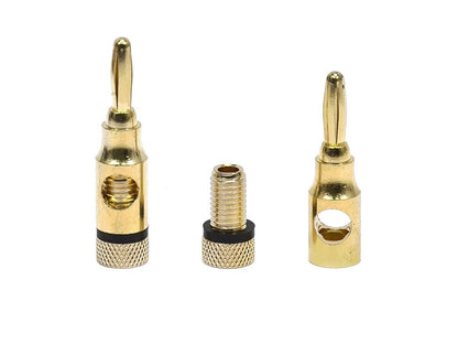 Monoprice 24k Gold Plated Speaker Banana Plugs, Open Screw Type (5 Pairs) | Diseño de tornillo abierto para cables, cine en casa y placas de pared