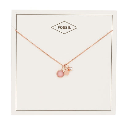 Fossil Collar de cadena con colgante de acero inoxidable en tono oro rosa para mujer