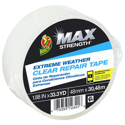 Duck Brand 281230 - Cinta de reparación para interiores y exteriores, resistente a la intemperie, transparente y resistente a los rayos UV, 1.88 pulgadas x 33.3 yardas, rollo único, 281230