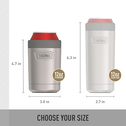 THERMOS ICON SERIES, aislante para latas de bebidas, 12 onzas, acero inoxidable mate, aislado al aspiradora